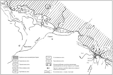  —хематична геолог≥чна карта «акарпатського прогину на д≥л¤нц≥ √анич≥- алини в долин≥ р. “ересви 